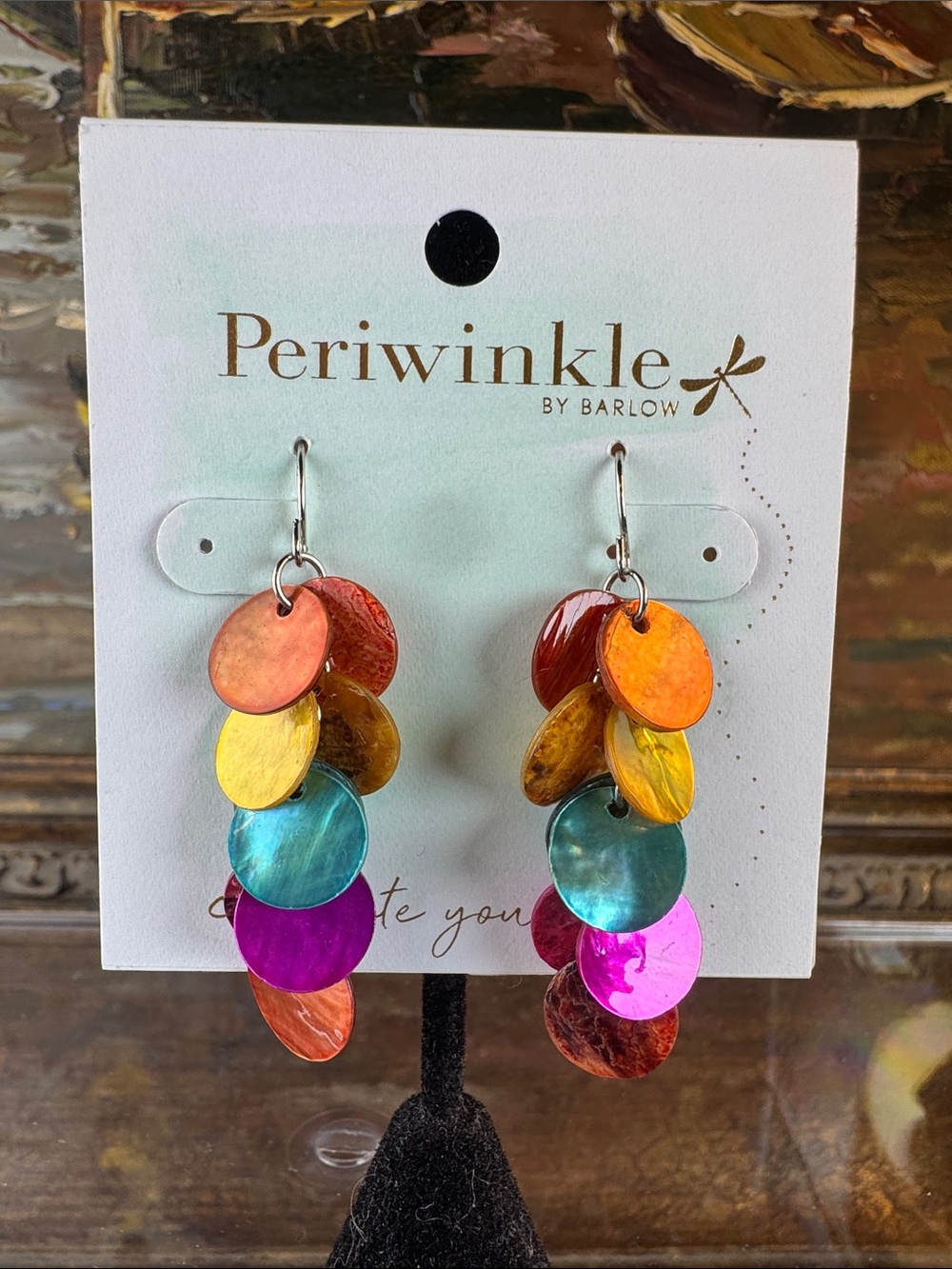 0475-periwinkle by Barlow Multicolor Disc Dangle Earrings